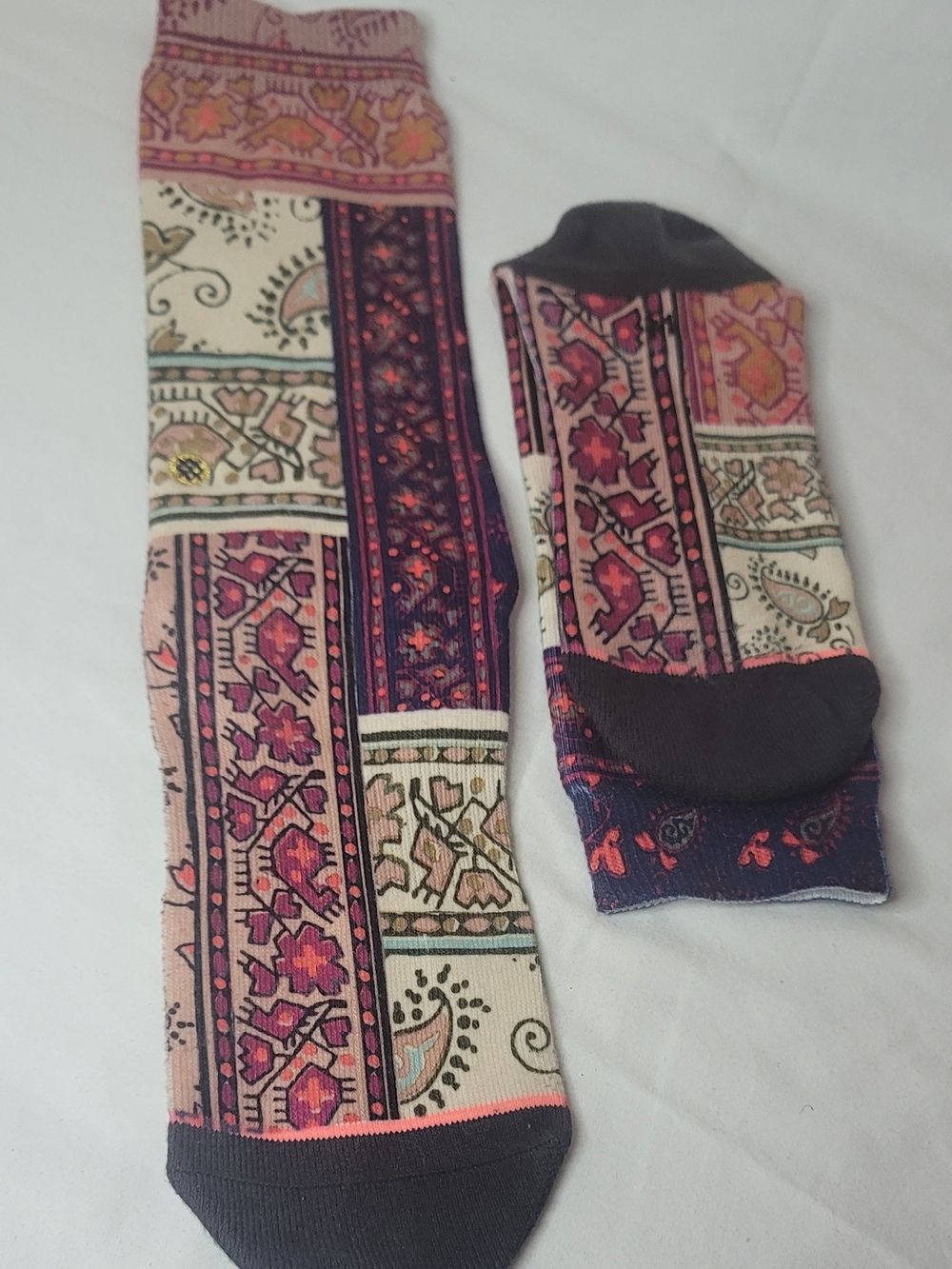 Stance Pink, Navy & Cream Patterned Crew Socks Size M